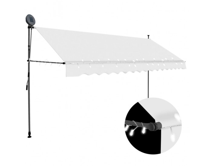 Sonata Ръчно прибиращ се сенник с LED, 350 см, кремав