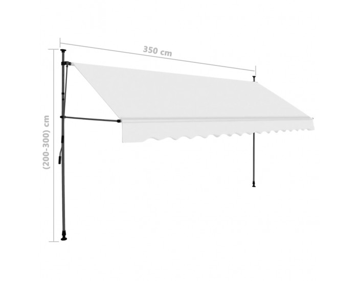 Sonata Ръчно прибиращ се сенник с LED, 350 см, кремав