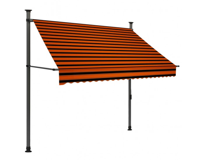 Sonata Ръчно прибиращ се сенник с LED, 200 см, оранжево и кафяво