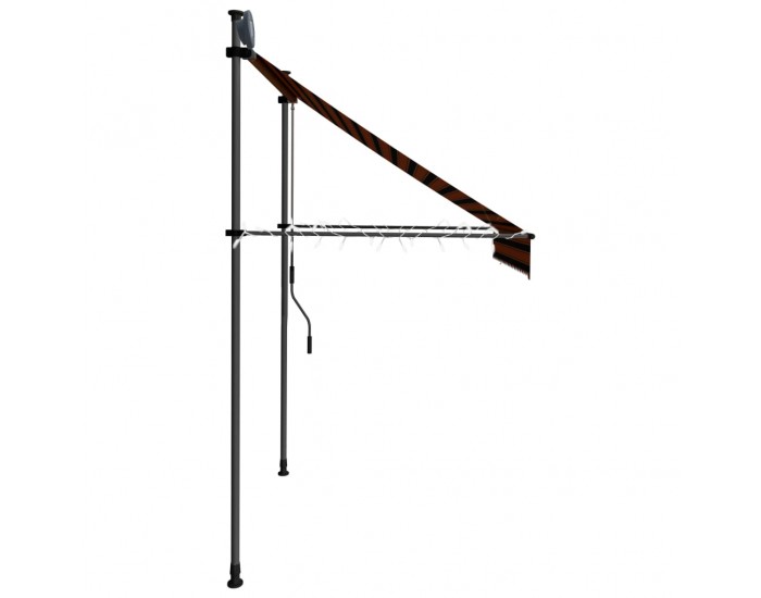 Sonata Ръчно прибиращ се сенник с LED, 200 см, оранжево и кафяво