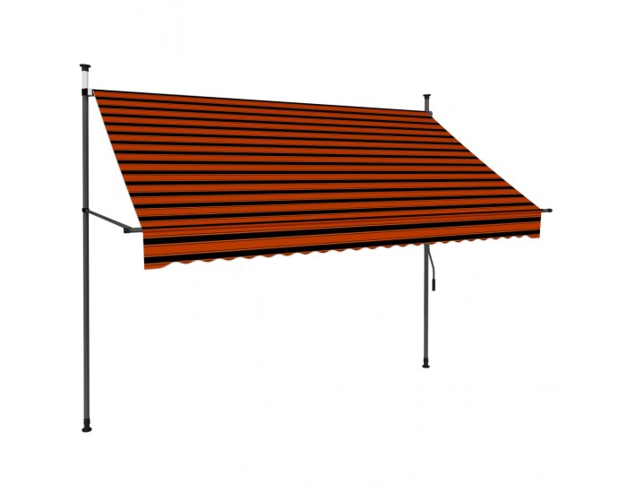 Sonata Ръчно прибиращ се сенник с LED, 250 см, оранжево и кафяво