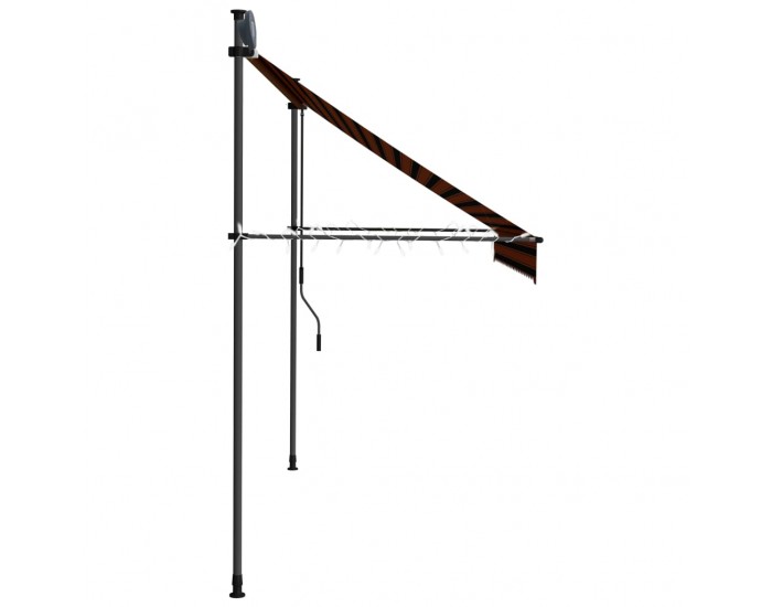 Sonata Ръчно прибиращ се сенник с LED, 250 см, оранжево и кафяво