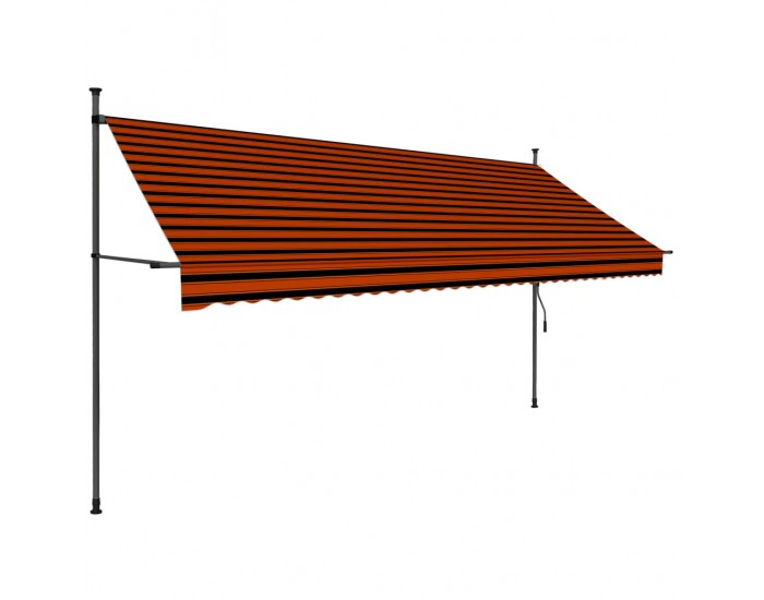 Sonata Ръчно прибиращ се сенник с LED, 350 см, оранжево и кафяво