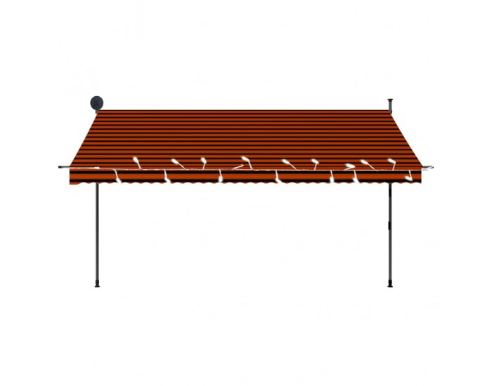 Sonata Ръчно прибиращ се сенник с LED, 350 см, оранжево и кафяво