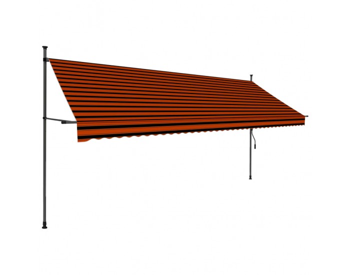 Sonata Ръчно прибиращ се сенник с LED, 400 см, оранжево и кафяво