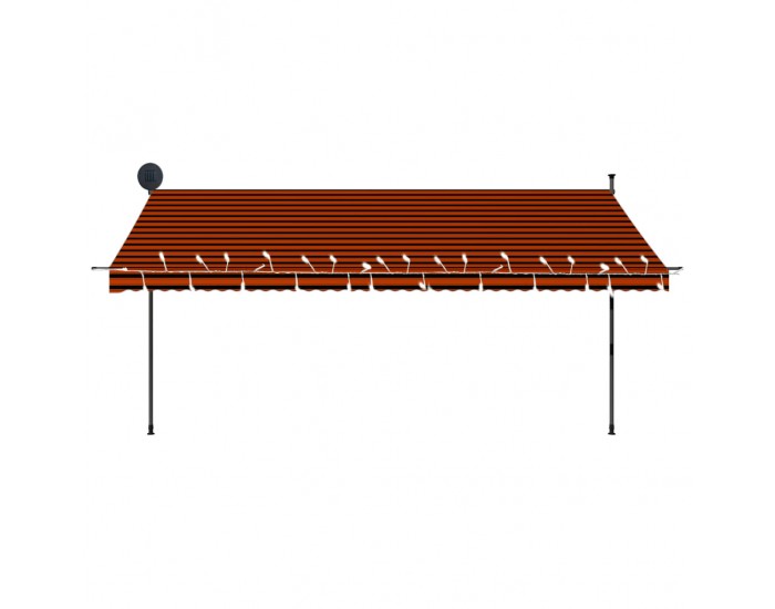 Sonata Ръчно прибиращ се сенник с LED, 400 см, оранжево и кафяво