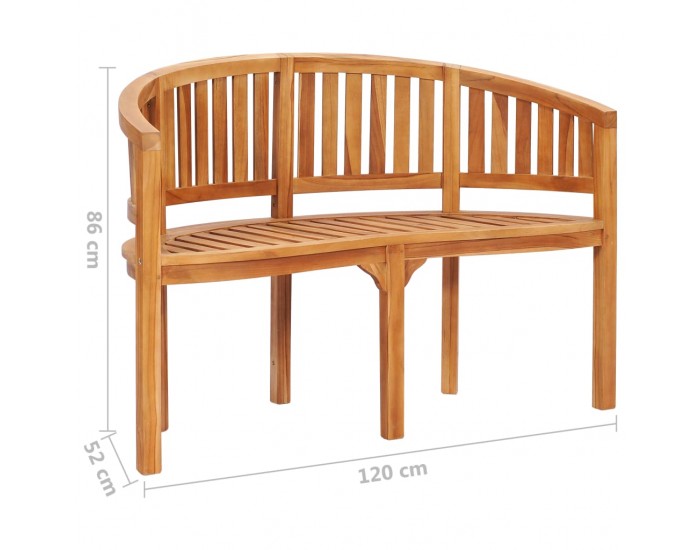 Sonata Пейка с форма на банан, 120 см, тиково дърво масив