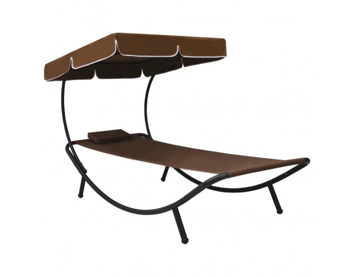Sonata Лаундж легло на открито с навес и възглавница, кафяво