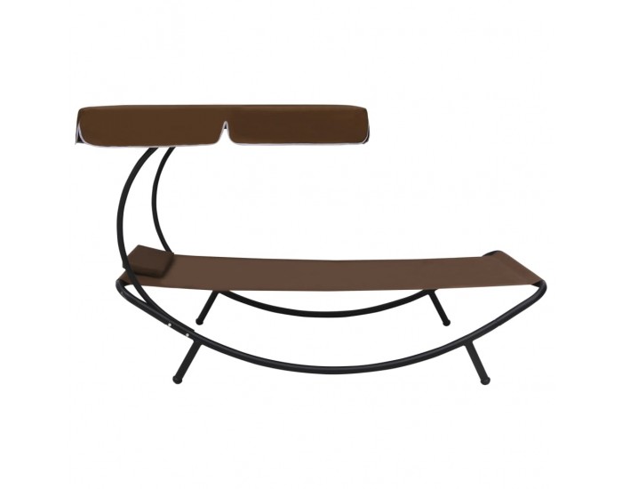 Sonata Лаундж легло на открито с навес и възглавница, кафяво