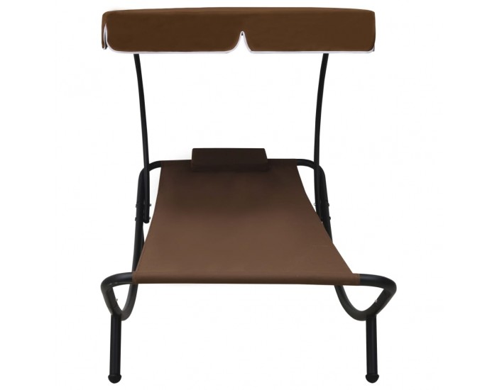 Sonata Лаундж легло на открито с навес и възглавница, кафяво