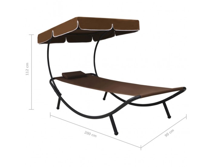 Sonata Лаундж легло на открито с навес и възглавница, кафяво