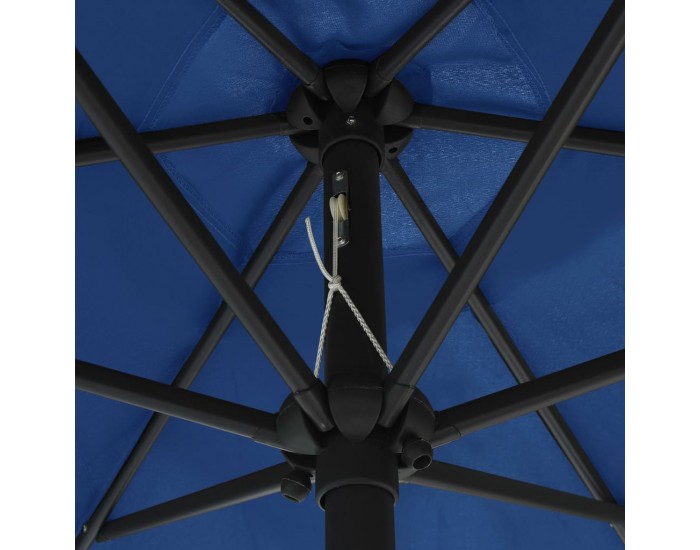 Sonata Чадър с LED светлини и алуминиев прът, 270 см, лазурносин