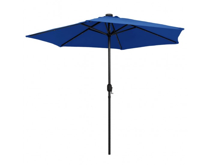 Sonata Чадър с LED светлини и алуминиев прът, 270 см, лазурносин