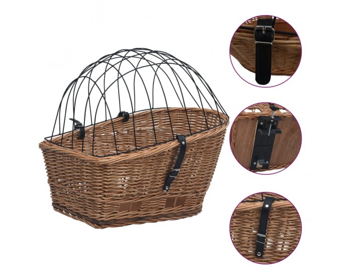 Sonata Задна кошница за колело с капак, 55x31x36 см, естествена върба