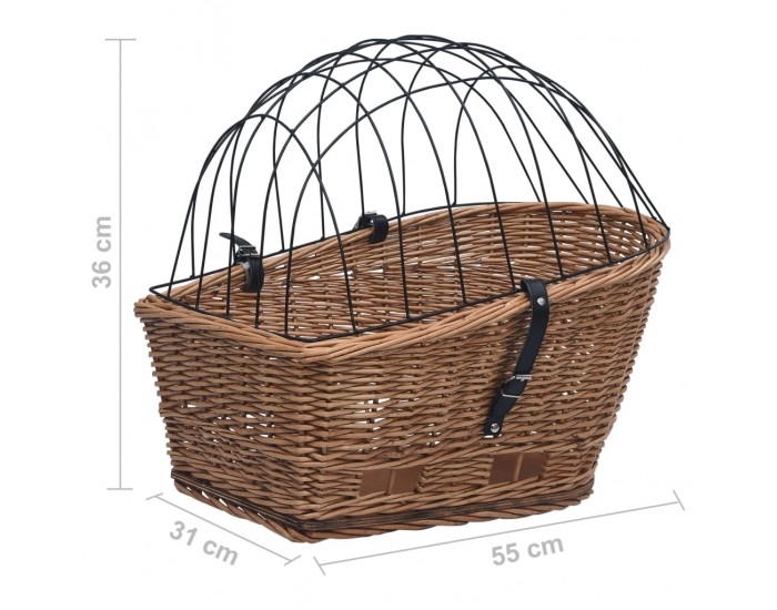 Sonata Задна кошница за колело с капак, 55x31x36 см, естествена върба