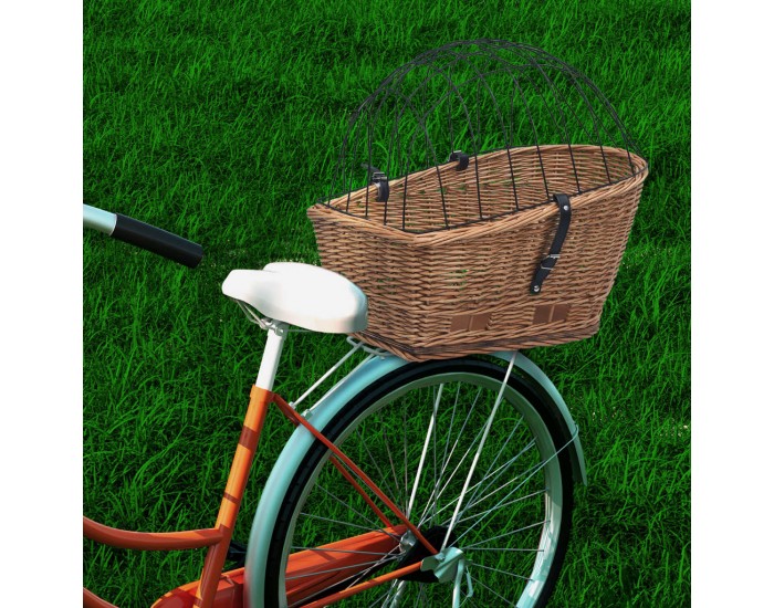 Sonata Задна кошница за колело с капак, 55x31x36 см, естествена върба