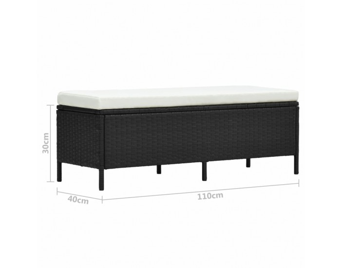 Sonata Градински комплект с възглавници, 3 части, черен полиратан