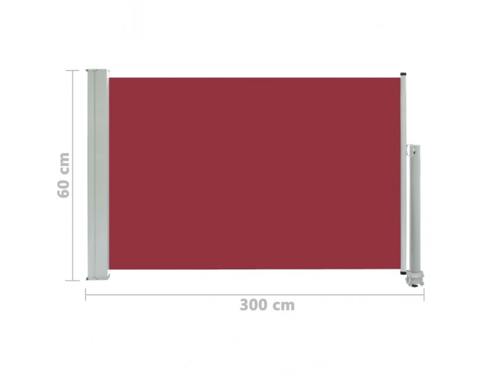 Sonata Прибираща се дворна странична тента, 60x300 см, червена