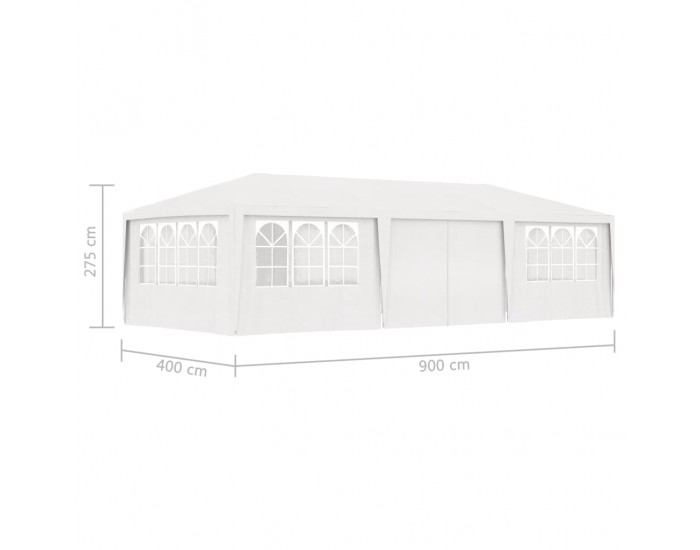 Sonata Професионална парти шатра със стени 4x9 м бяла 90 г/м²