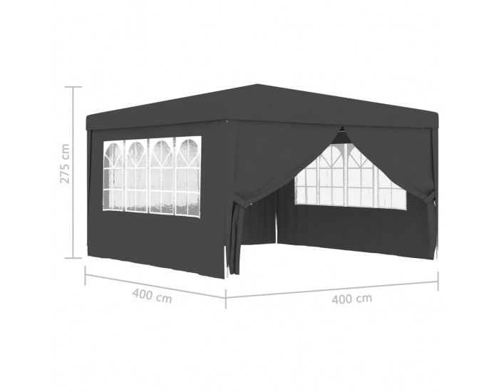 Sonata Професионална парти шатра със стени 4х4 м антрацит 90 г/м²