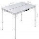Sonata Сгъваема къмпинг маса с 2 пейки, алуминий, бяла