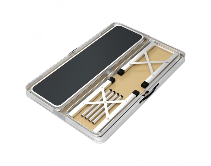 Sonata Сгъваема къмпинг маса с 2 пейки, алуминий, сива