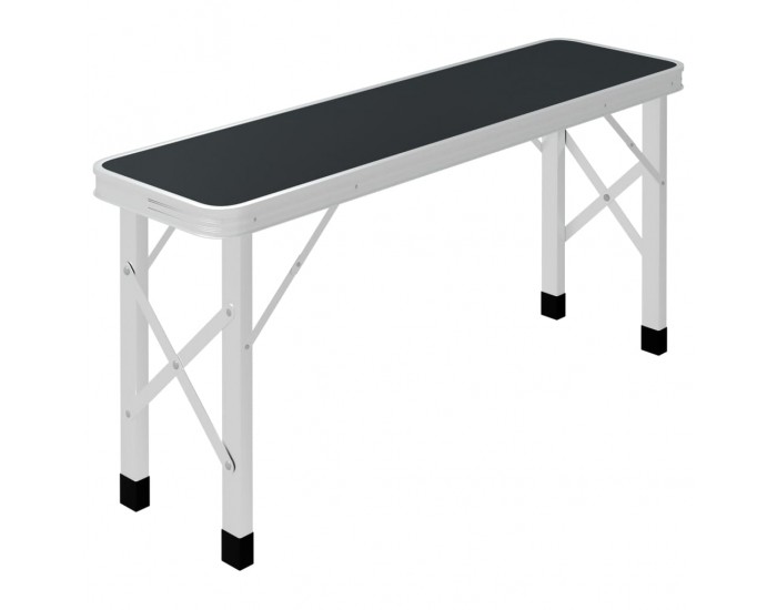 Sonata Сгъваема къмпинг маса с 2 пейки, алуминий, сива