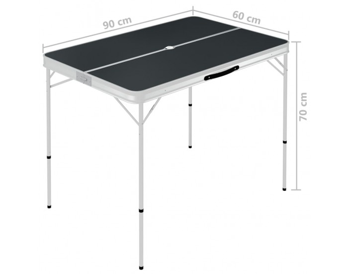 Sonata Сгъваема къмпинг маса с 2 пейки, алуминий, сива