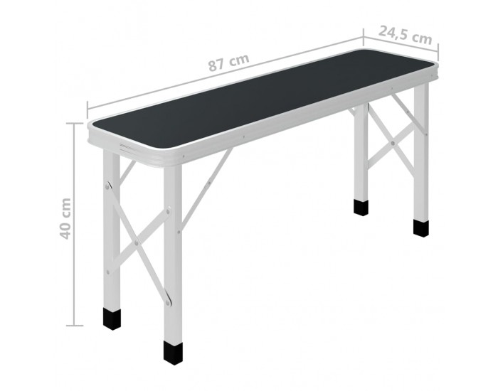 Sonata Сгъваема къмпинг маса с 2 пейки, алуминий, сива