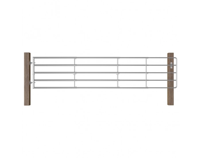 Sonata Оградна порта, 5 пръта, стомана, (150-400)x90 см, сребриста