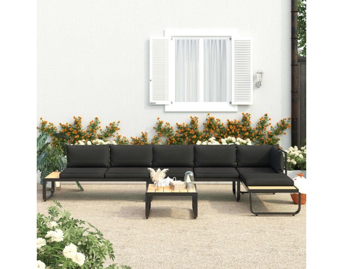 Sonata Градински ъглов комплект с възглавници, 4 части, алуминий и WPC