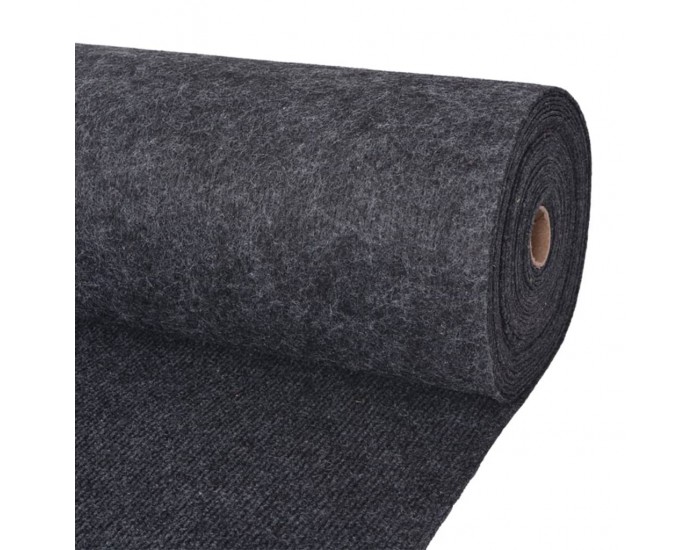 Sonata Изложбен килим, 1,6x10 м, антрацитно черно, набразден