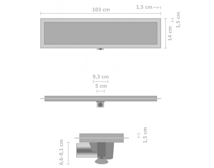 Sonata Душ канал с 2-в-1 капак, 103x14 см, неръждаема стомана