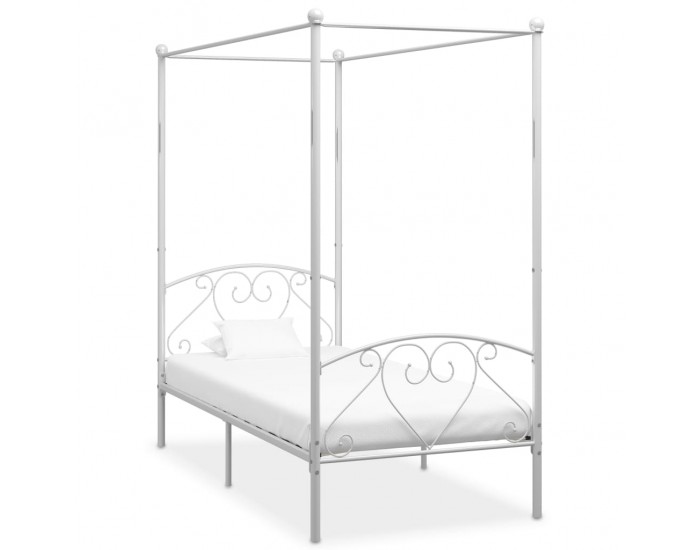 Sonata Рамка за легло с балдахин, бяла, метал, 90x200 cм