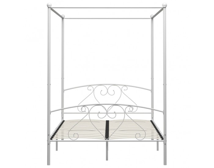 Sonata Рамка за легло с балдахин, бяла, метал, 140x200 cм