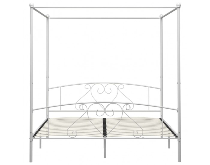 Sonata Рамка за легло с балдахин, бяла, метал, 200x200 см