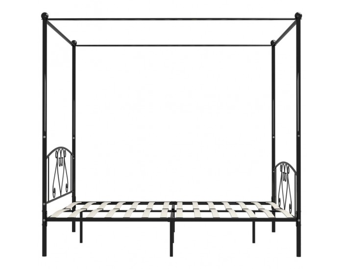 Sonata Рамка за легло с балдахин, черна, метал, 200x200 cм