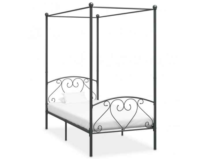 Sonata Рамка за легло с балдахин, сива, метал, 100x200 cм