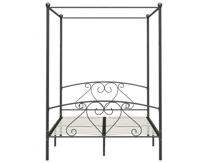 Sonata Рамка за легло с балдахин, сива, метал, 140x200 см