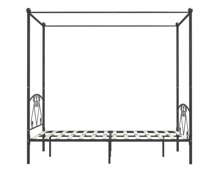 Sonata Рамка за легло с балдахин, сива, метал, 160x200 см