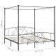 Sonata Рамка за легло с балдахин, сива, метал, 180x200 см