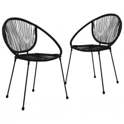 Sonata Градински столове, 2 бр, PVC ратан, черни - Градина
