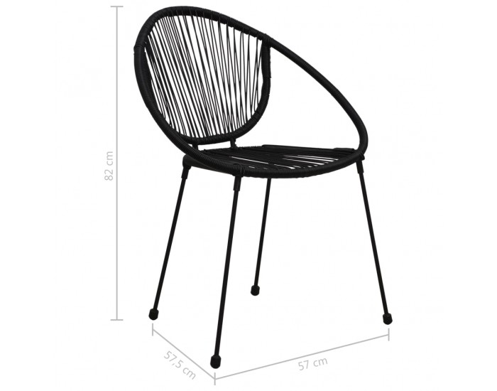 Sonata Градински столове, 2 бр, PVC ратан, черни