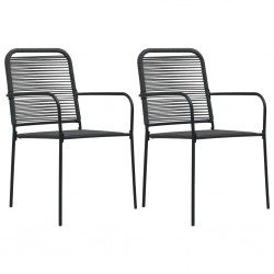 Sonata Градински столове, 2 бр, памучно въже и стомана, черни - Градински столове