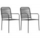 Sonata Градински столове, 2 бр, памучно въже и стомана, черни