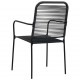 Sonata Градински столове, 2 бр, памучно въже и стомана, черни