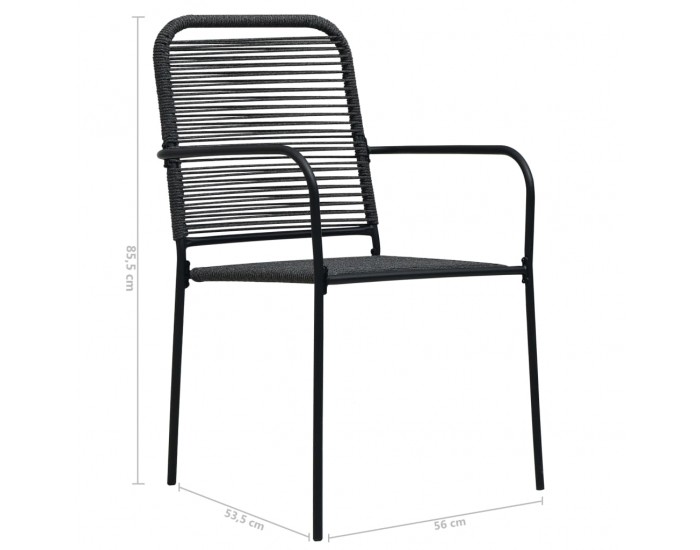 Sonata Градински трапезен комплект 5 части памучно въже стомана черен