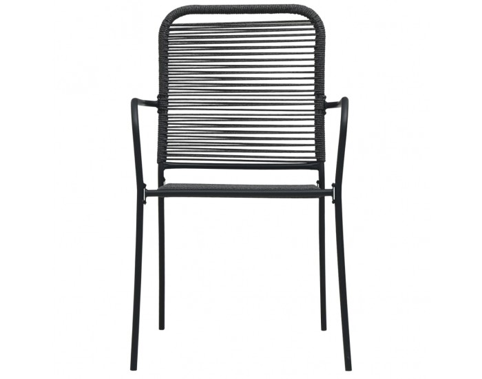 Sonata Градински трапезен комплект 5 части памучно въже стомана черен