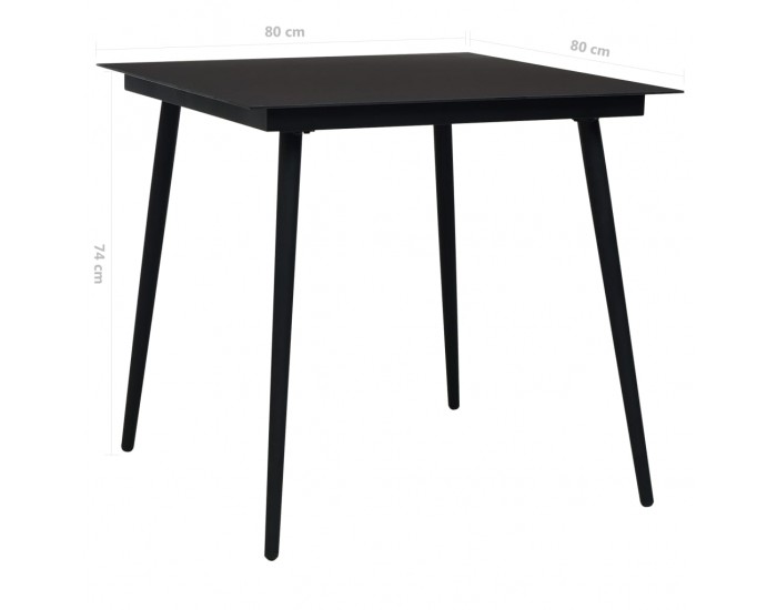 Sonata Градински трапезен комплект 5 части памучно въже стомана черен