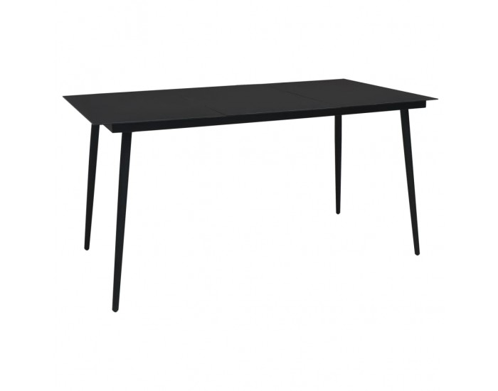 Sonata Градински трапезен комплект 7 части памучно въже стомана черен Sonata Градински трапезен комплект 7 части памучно въже стомана черен